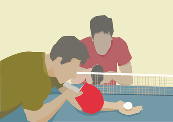 two people playing table tennis - 696282138