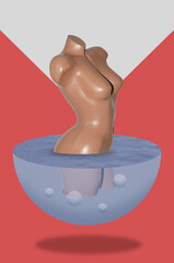 Fototapeta premium Collage art with a female plastic mannequin 