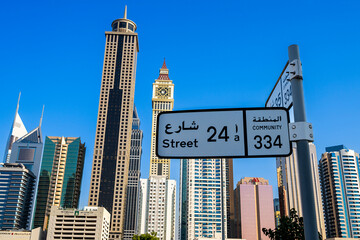 Dubai, Wolkenkratzer Downtown und an der Sheik Zayed Road,  Vereinigte Arabische Emirate, Naher...
