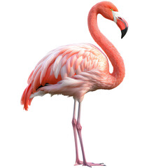 Pink Flamingo stands on transparent