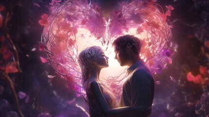 A Couple Who Creates a Heart with Their Love Valentines Day Background