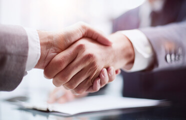Fototapeta na wymiar close up. handshake business people over the negotiating table.