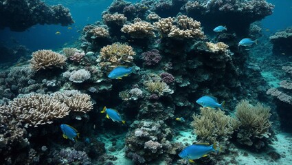 Obraz na płótnie Canvas beautiful underwater world blue reef on sunny day