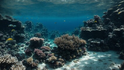 Fototapeta na wymiar beautiful underwater world blue reef on sunny day