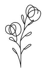 Abstract line art flowers vector clipart. Spring illustration.