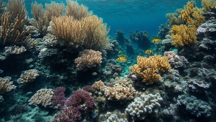 Naklejka premium beautiful underwater world blue reef on sunny day