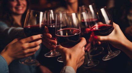 A Group of People Toasting With Wine Glasses