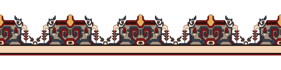 Vintage flower border. Paper decorative border. Embroidery. seamless flower