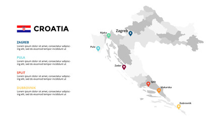 Croatia Infographic maps for countries elements design for presentation, can be used for presentation, workflow layout, diagram, annual report, web design.