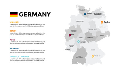 Germany Infographic maps for countries elements design for presentation, can be used for presentation, workflow layout, diagram, annual report, web design.