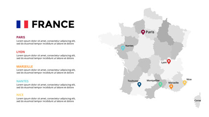France Infographic maps for countries elements design for presentation, can be used for presentation, workflow layout, diagram, annual report, web design.