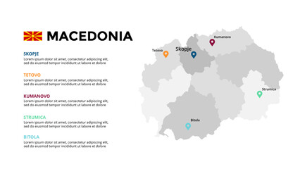 Fototapeta na wymiar Macedonia Infographic maps for countries elements design for presentation, can be used for presentation, workflow layout, diagram, annual report, web design.
