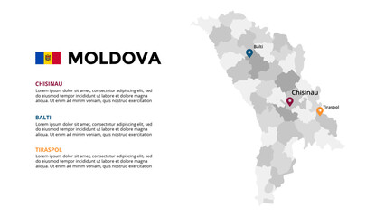 Obraz premium Moldova Infographic maps for countries elements design for presentation, can be used for presentation, workflow layout, diagram, annual report, web design.
