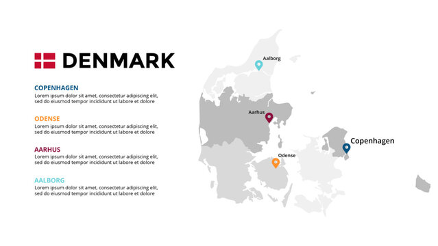 Denmark Infographic maps for countries elements design for presentation, can be used for presentation, workflow layout, diagram, annual report, web design.