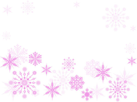 pink snowflakes. christmas texture, background with pink snowflakes and place for text, isolated on transparent background