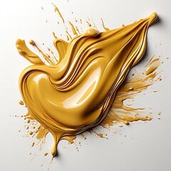 3d gold paint splat isolated object in white background