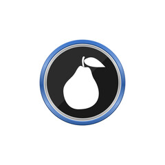  Pear blue button icon isolated on transparent background