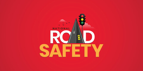 Creative Editable Template Design for National Road Safety Week. 1 to 17 January Every Year,  Suitable for Posters, Banners, campaigns and greeting cards.  - obrazy, fototapety, plakaty