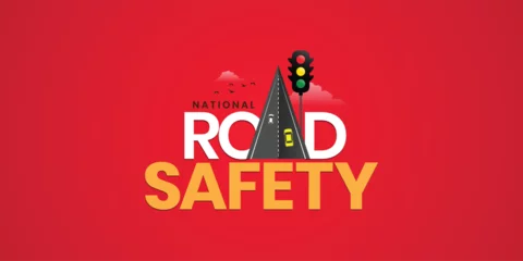 Foto op Plexiglas Creative Editable Template Design for National Road Safety Week. 1 to 17 January Every Year,  Suitable for Posters, Banners, campaigns and greeting cards.  © 2D