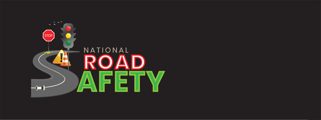 Creative Editable Template Design for National Road Safety Week. 1 to 17 January Every Year,  Suitable for Posters, Banners, campaigns and greeting cards. 