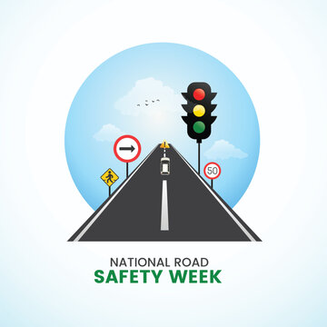 Creative Editable Template Design for National Road Safety Week. 1 to 17 January Every Year,  Suitable for Posters, Banners, campaigns and greeting cards. 