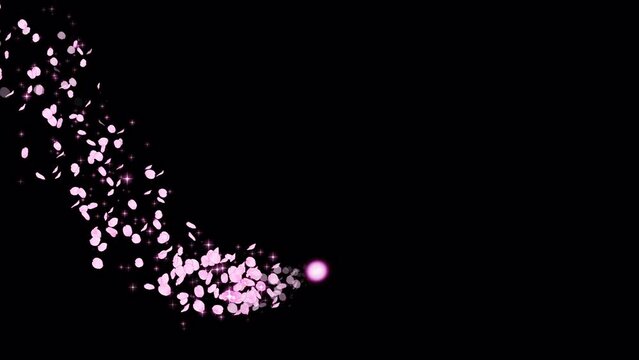 桜の花びらと星の奥から手前に流れるラインパーティクル　3種類
