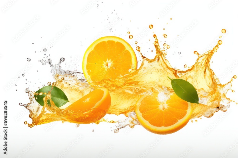 Aufkleber fresh orange slices and splash of juice convey a burst of citrus refreshment and vitality