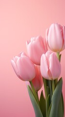 Soft pink tulips against a pastel background, perfect for spring themes and feminine designs