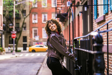 Pretty african american woman wearing fashionable stylish clothing in New York - Portrait of pretty...
