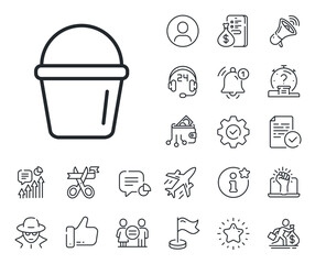 Washing Housekeeping equipment sign. Salaryman, gender equality and alert bell outline icons. Cleaning bucket line icon. Bucket line sign. Spy or profile placeholder icon. Vector © blankstock