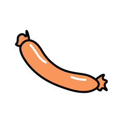 Meat product of food colorful set. This captivating meat-themed illustration celebrates the essence of sausages with its meticulous design and a clean white background. Vector illustration.