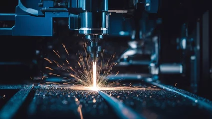 Deurstickers Metallurgy milling plasma cutting of metal CNC Laser engraving © Usman