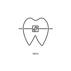 Dental braces concept line icon. Simple element illustration. Dental braces concept outline symbol design.