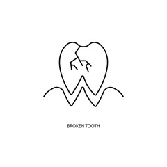 Broken tooth concept line icon. Simple element illustration. Broken tooth concept outline symbol design.