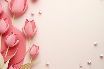 Happy Mother's day tulips and paper cut clouds