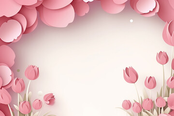 Happy Mother's day tulips and paper cut clouds