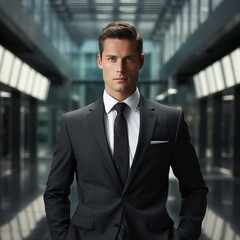 Fototapeta premium Business Man In Suit Background Generative AI