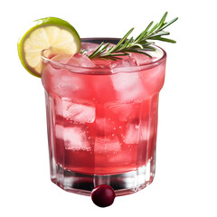 Cold season drink - cranberry cocktail isolated on transparent background Generative AI	
 - obrazy, fototapety, plakaty