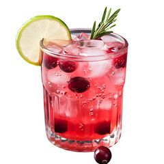 Cold season drink - cranberry cocktail isolated on transparent background Generative AI	
