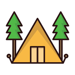 Obraz premium Camping tent camp icon vector on trendy design