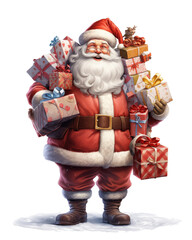 Santa Claus with His Gifts, Transparent Background