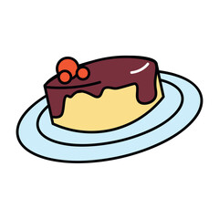 French product of food colorful set. This captivating image pays homage to the allure of French cuisine with a mouthwatering sweet panna cotta. Vector illustration.