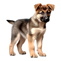 Puppy german shepherd dog standing, isolated on transparent or white background