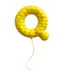 Letter Q Yellow Balloon 3d  