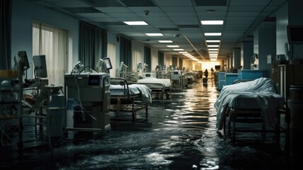 Hospital being flooded  - obrazy, fototapety, plakaty