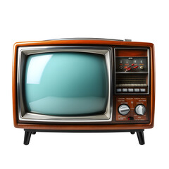old tv set. vintage television isolated on transparent background Generative AI
