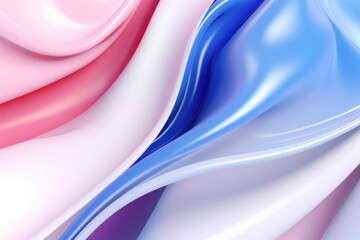 abstract background with smooth lines in blue, pink and white colors, 3D rendering of a modern minimal wallpaper with wavy pink and blue glass layers and folds isolated on a white, AI Generated