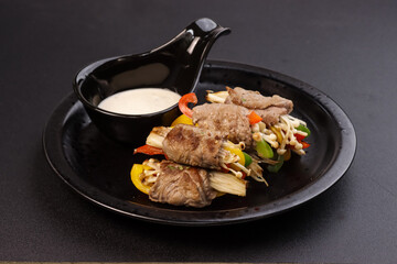 Steak Rolls or Beef Roll Stuffed with Vegetables.