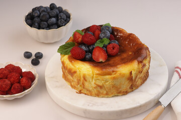 Homemade Basque Burnt Cheesecake or San Sebastian Cheesecake