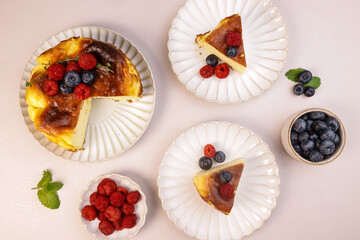 Homemade Basque Burnt Cheesecake or San Sebastian Cheesecake